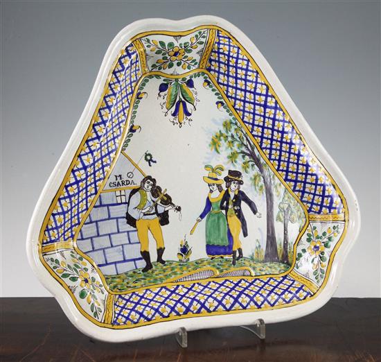 A French faience pottery dish, 19th century,